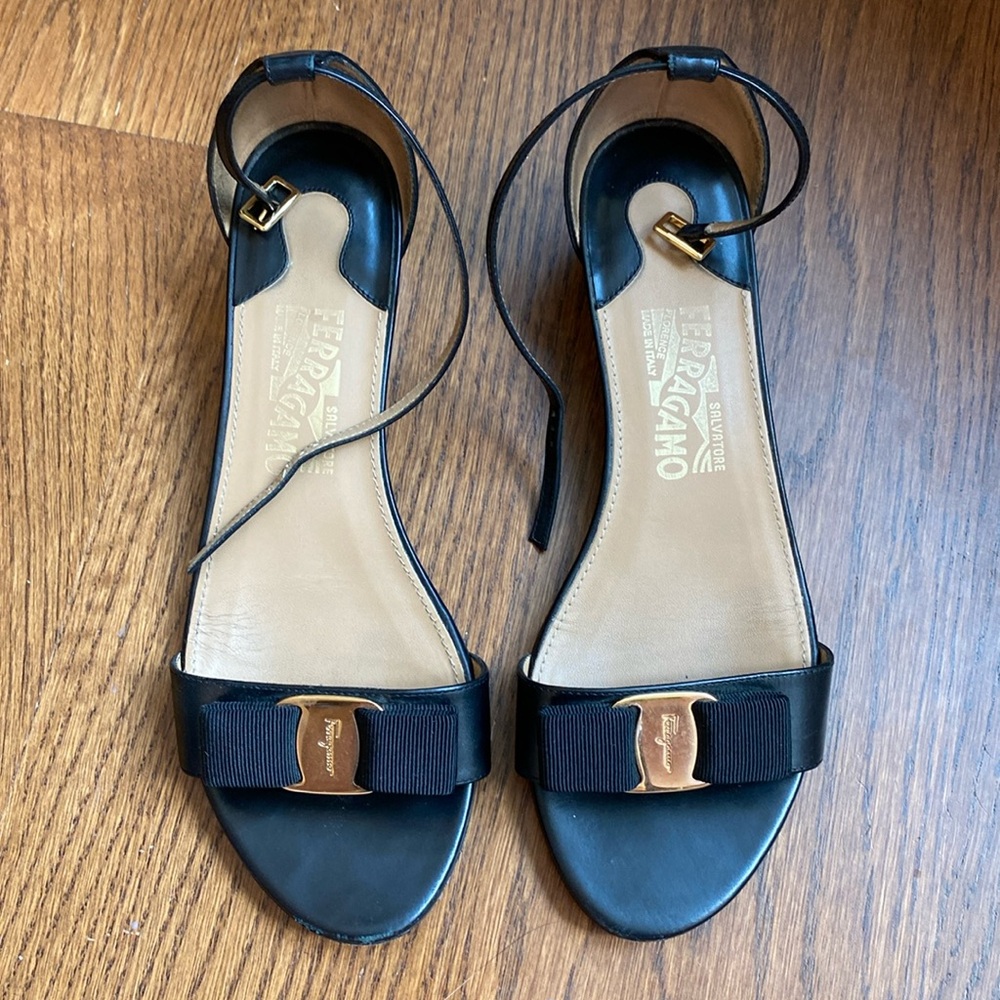 Ferragamo Vara Bow Wedge Sandals